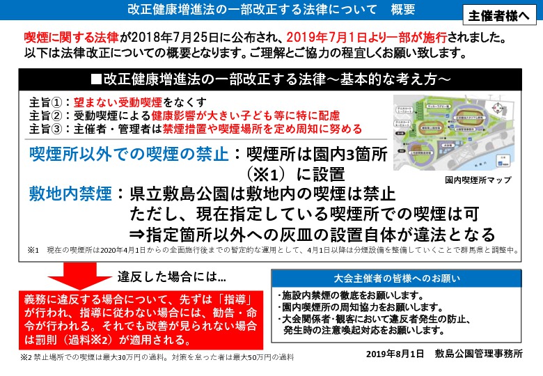 【大会主催者様へ】改正健康増進法の一部改正する法律について